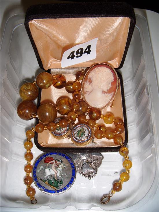 Micromosaic brooch etc